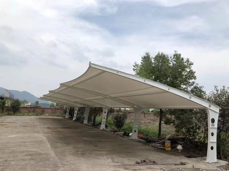 阜宁县小区改造停车棚工程，膜结构非机动车棚定制厂家-2